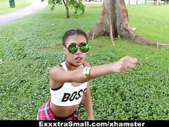 sGirls presents: Exxxtrasmall - cute tiny ebony bounces on big cock