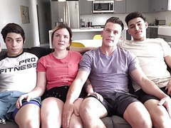 sGirls presents: Crazy teen 4some. ass splitting huge cock and rimming!