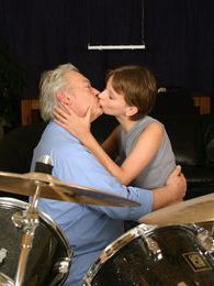 sGirls presents: Teenie tasting the cumload from a grey old male drummer