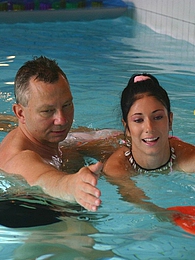 sGirls presents: Brunette teenage beauty fucked by a horny swim teaching paps