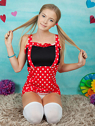 sGirls presents: This gorgeous naked teen cock gobbler has plenty of fun with revealing her sweet tits and her hot smile